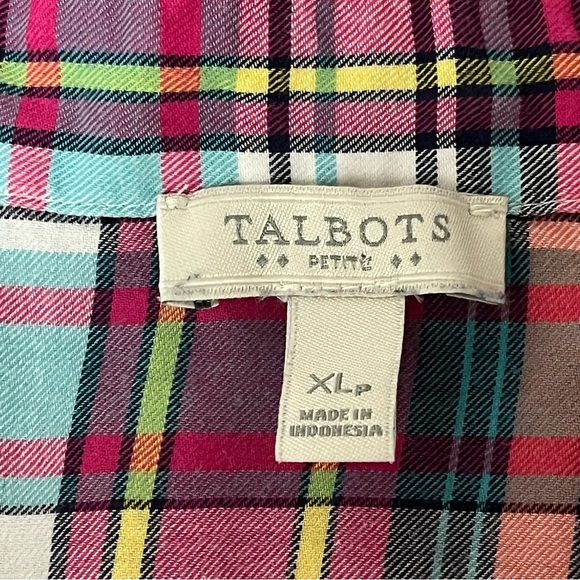 Talbots Plaid Button Down Shirt XLP Womens Preppy Casual fishermen Campshirt - Picture 7 of 8